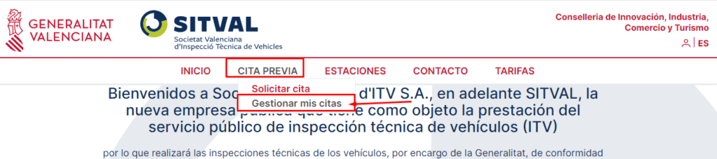 gestionar citas itv redován