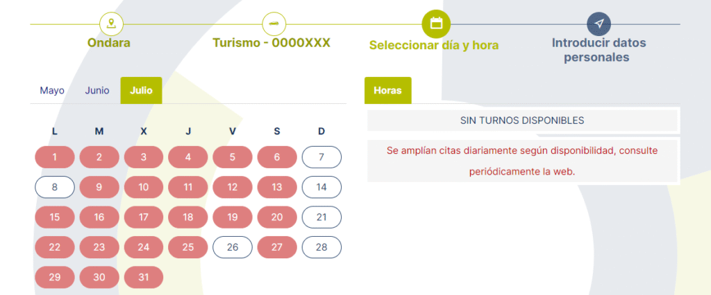 seleccionar día de inspección